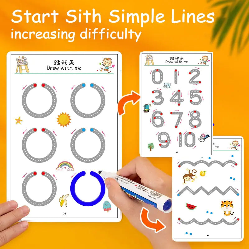 Children Montessori Drawing Numbers and Letters